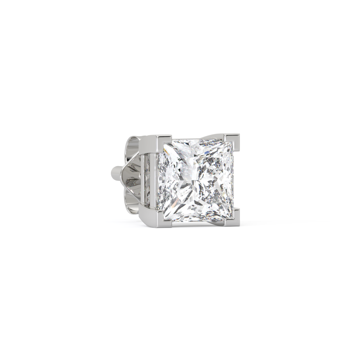 Princess-Cut Men's Diamond Stud
