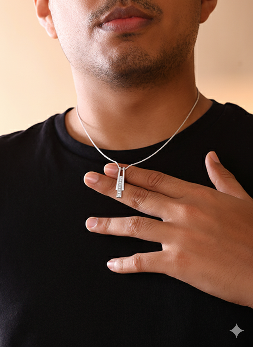 Sleek Elegance Diamond Bar Pendant