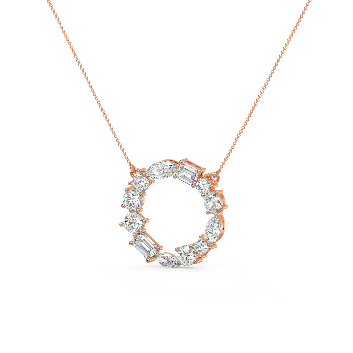 Multi Shape Diamond Circle Pendant
