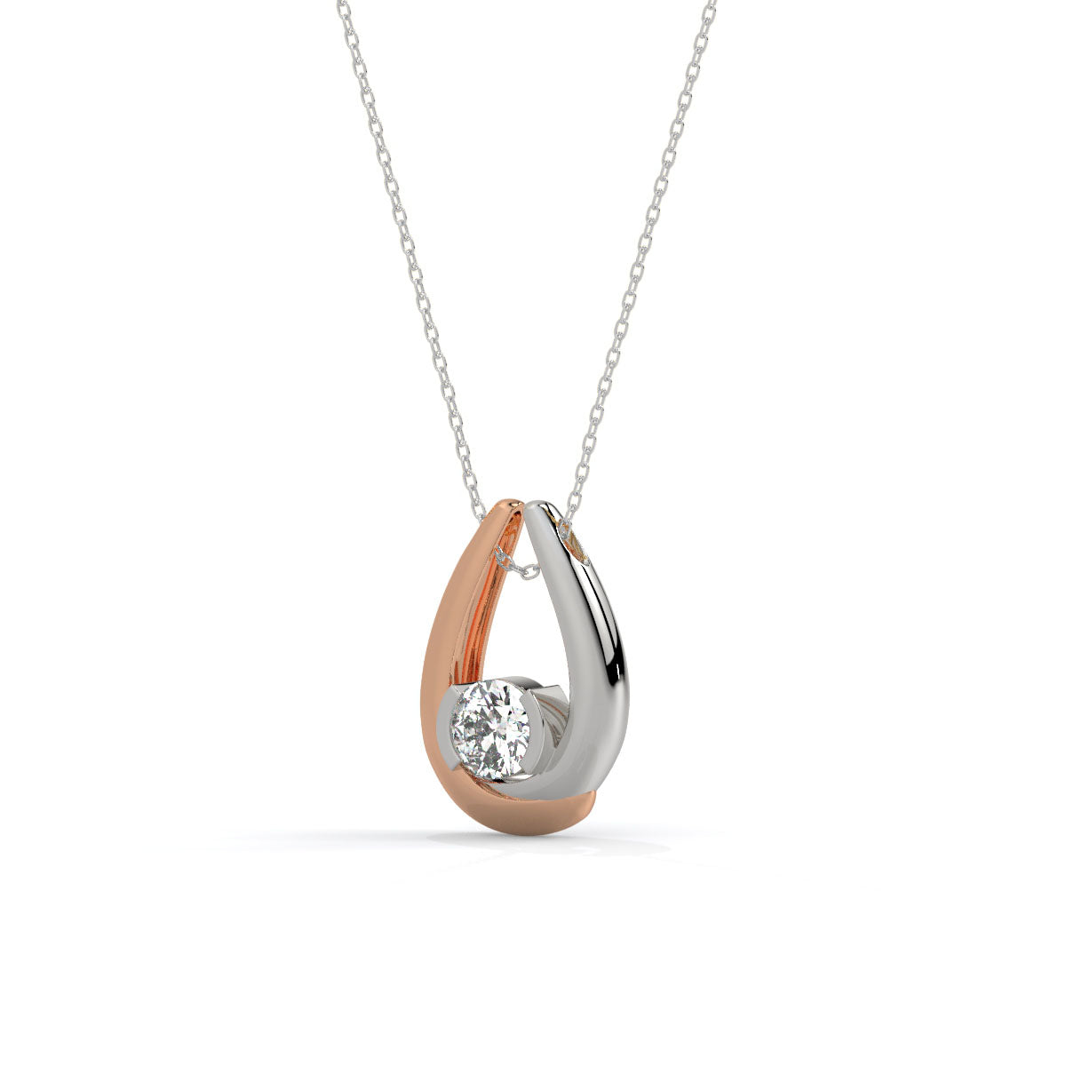 Two-Tone Teardrop Diamond Pendant