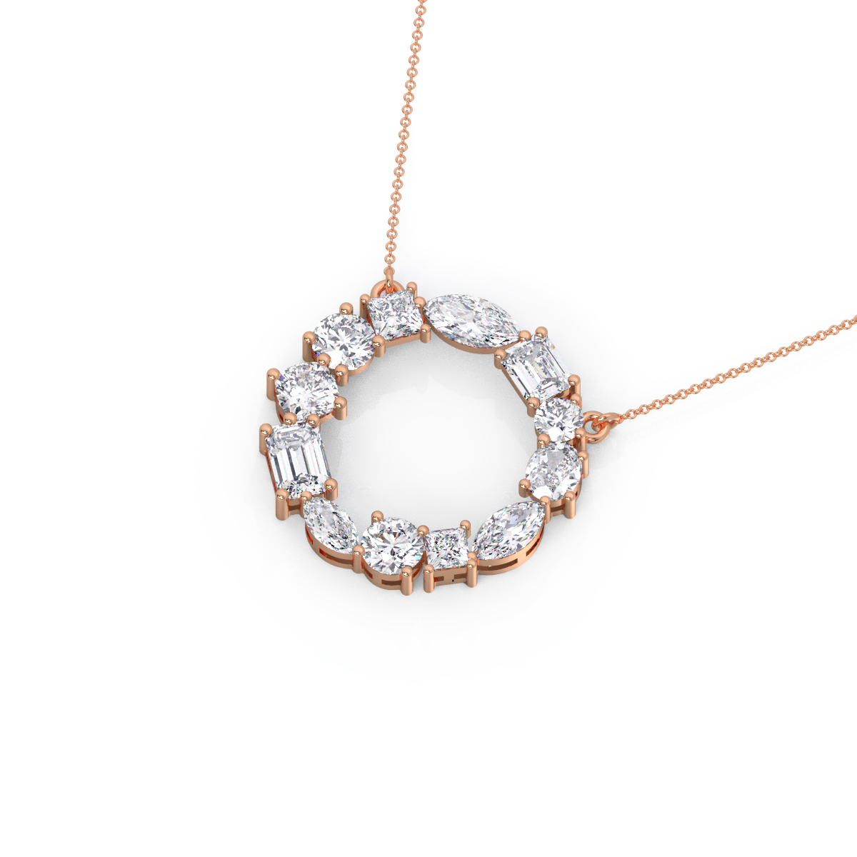 Multi Shape Diamond Circle Pendant