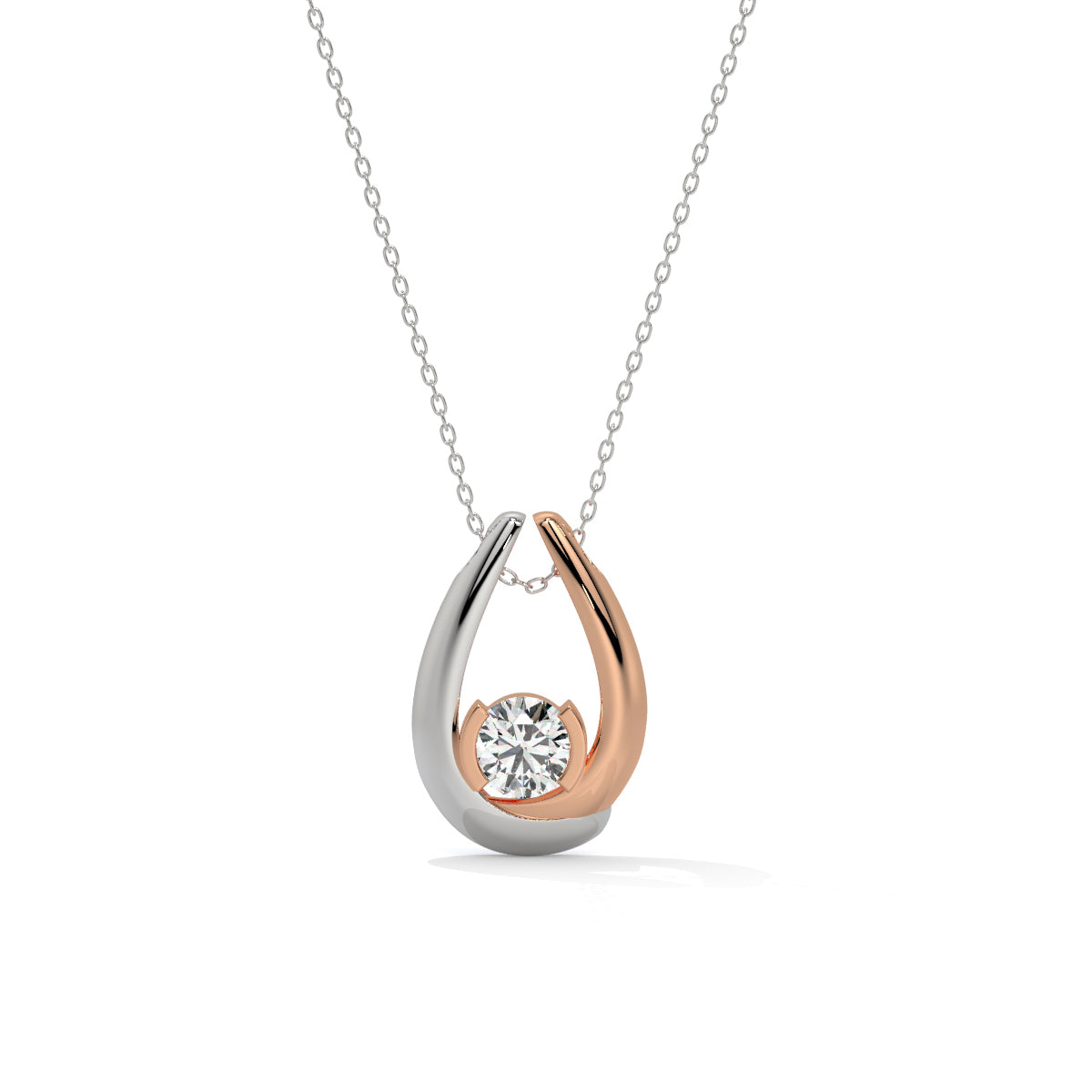 Two-Tone Teardrop Diamond Pendant