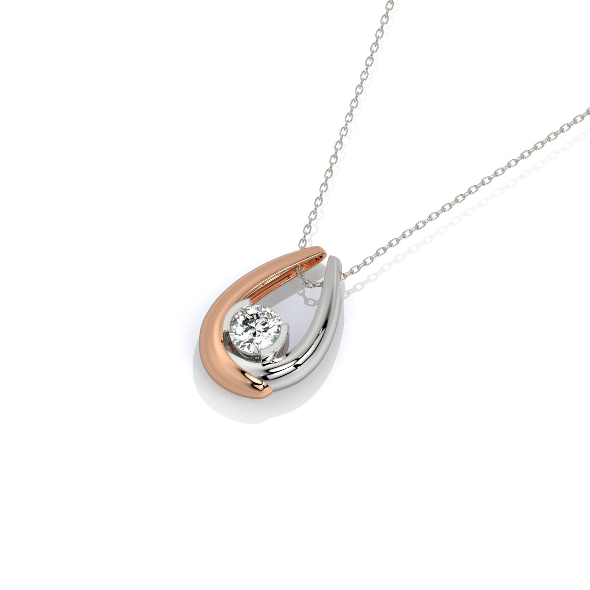 Two-Tone Teardrop Diamond Pendant