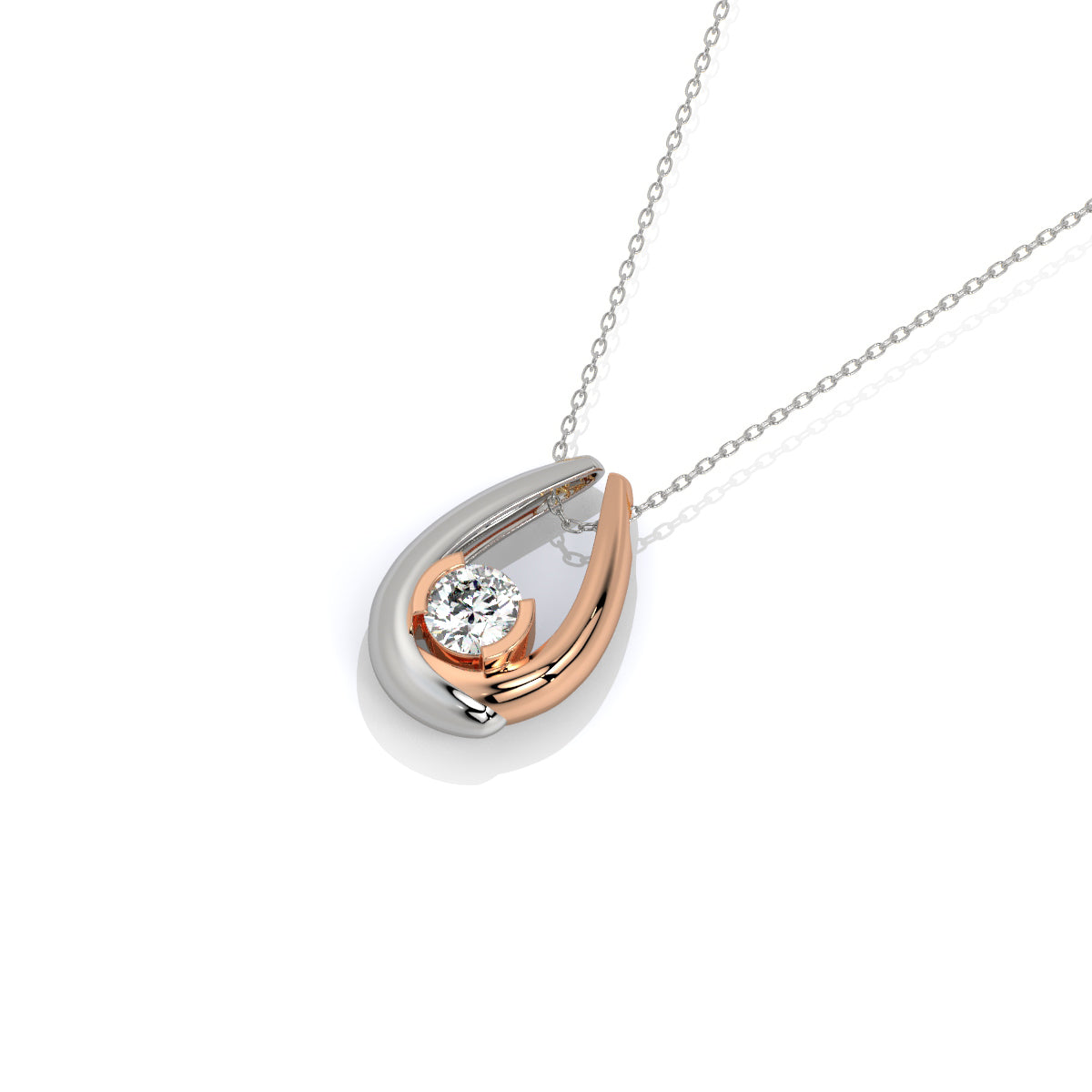 Two-Tone Teardrop Diamond Pendant