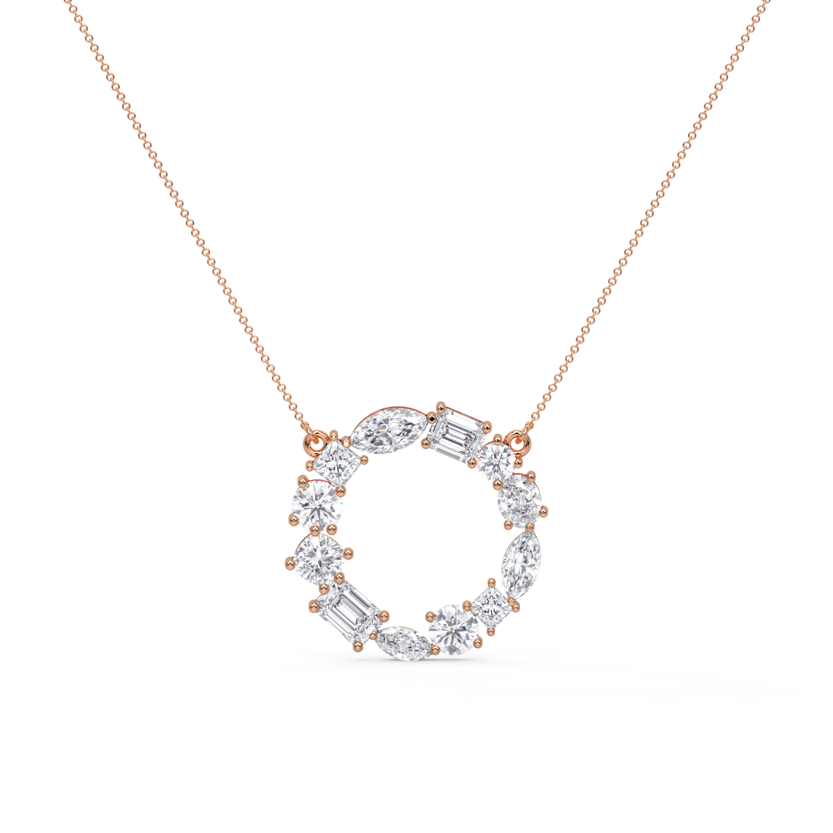 Multi Shape Diamond Circle Pendant