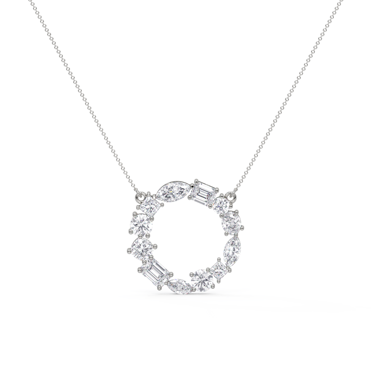Multi Shape Diamond Circle Pendant