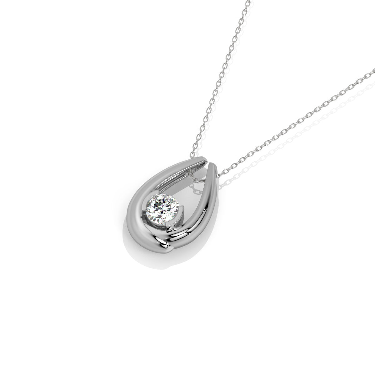 Two-Tone Teardrop Diamond Pendant