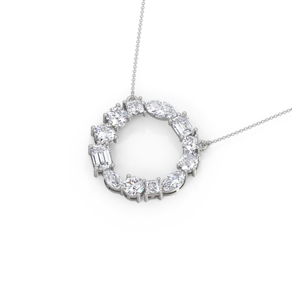 Multi Shape Diamond Circle Pendant