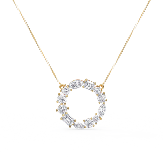 Multi Shape Diamond Circle Pendant