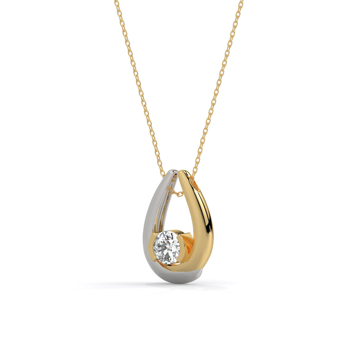 Two-Tone Teardrop Diamond Pendant