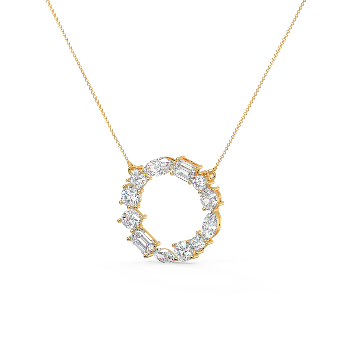 Multi Shape Diamond Circle Pendant