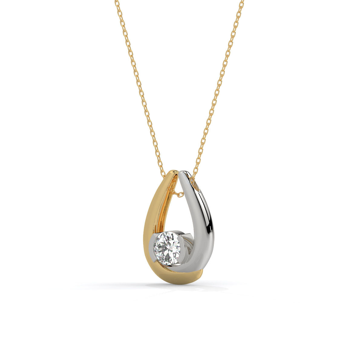 Two-Tone Teardrop Diamond Pendant