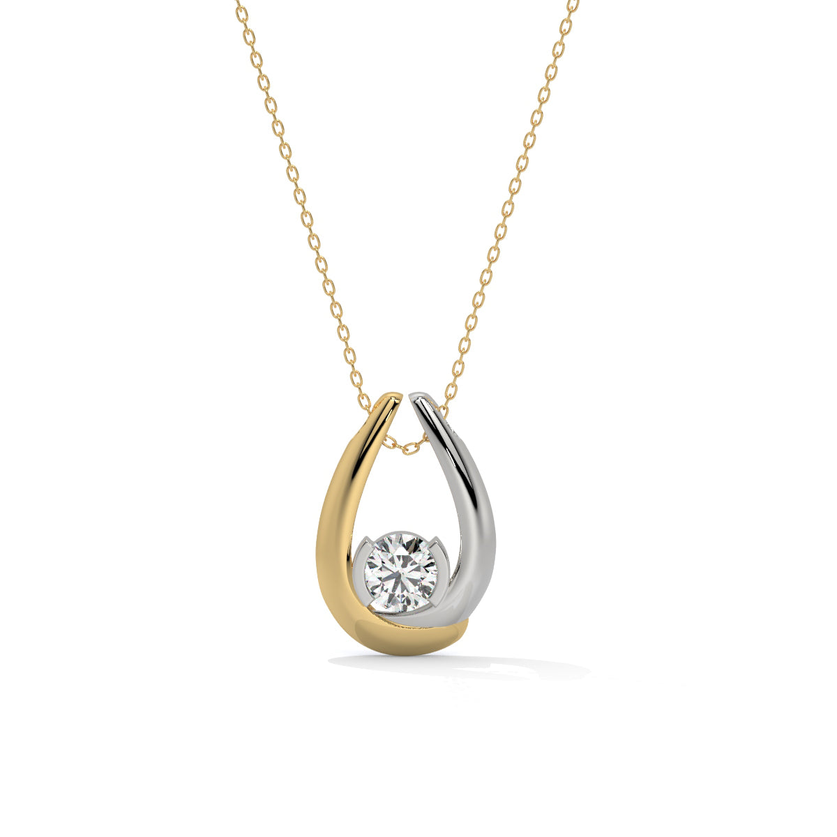 Two-Tone Teardrop Diamond Pendant