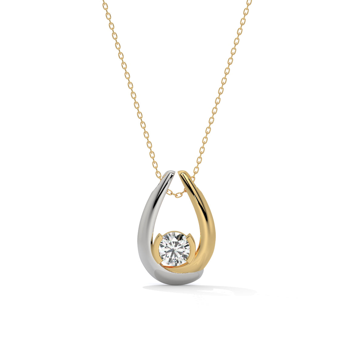 Two-Tone Teardrop Diamond Pendant