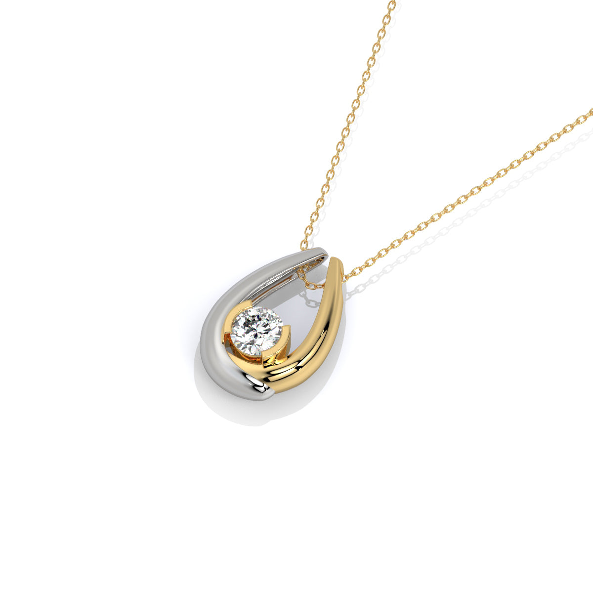 Two-Tone Teardrop Diamond Pendant