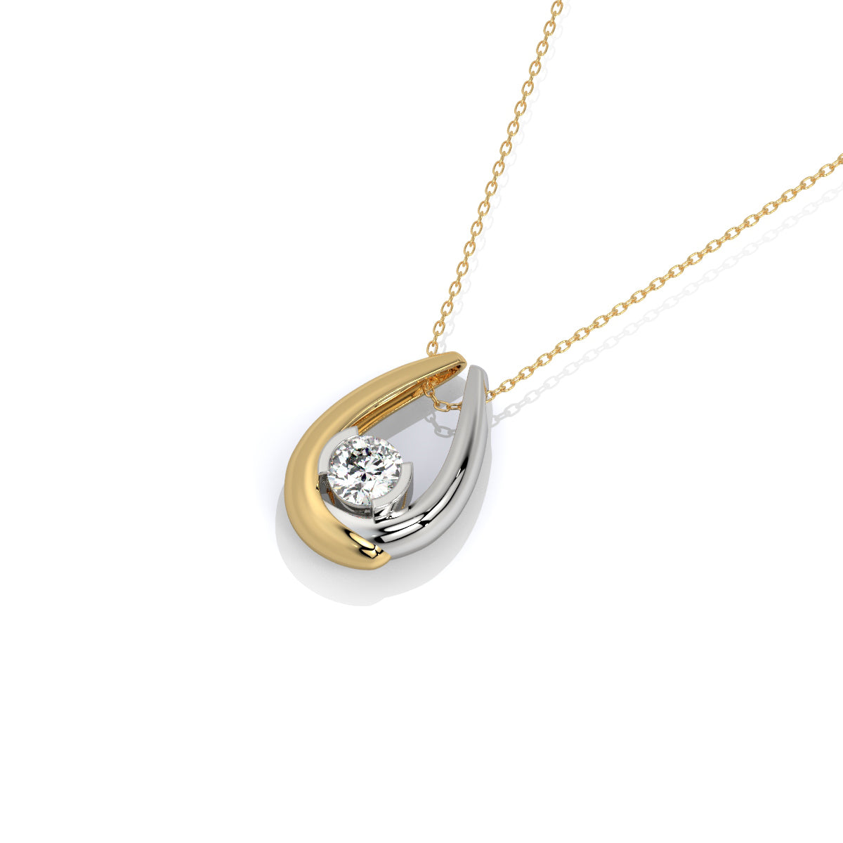 Two-Tone Teardrop Diamond Pendant