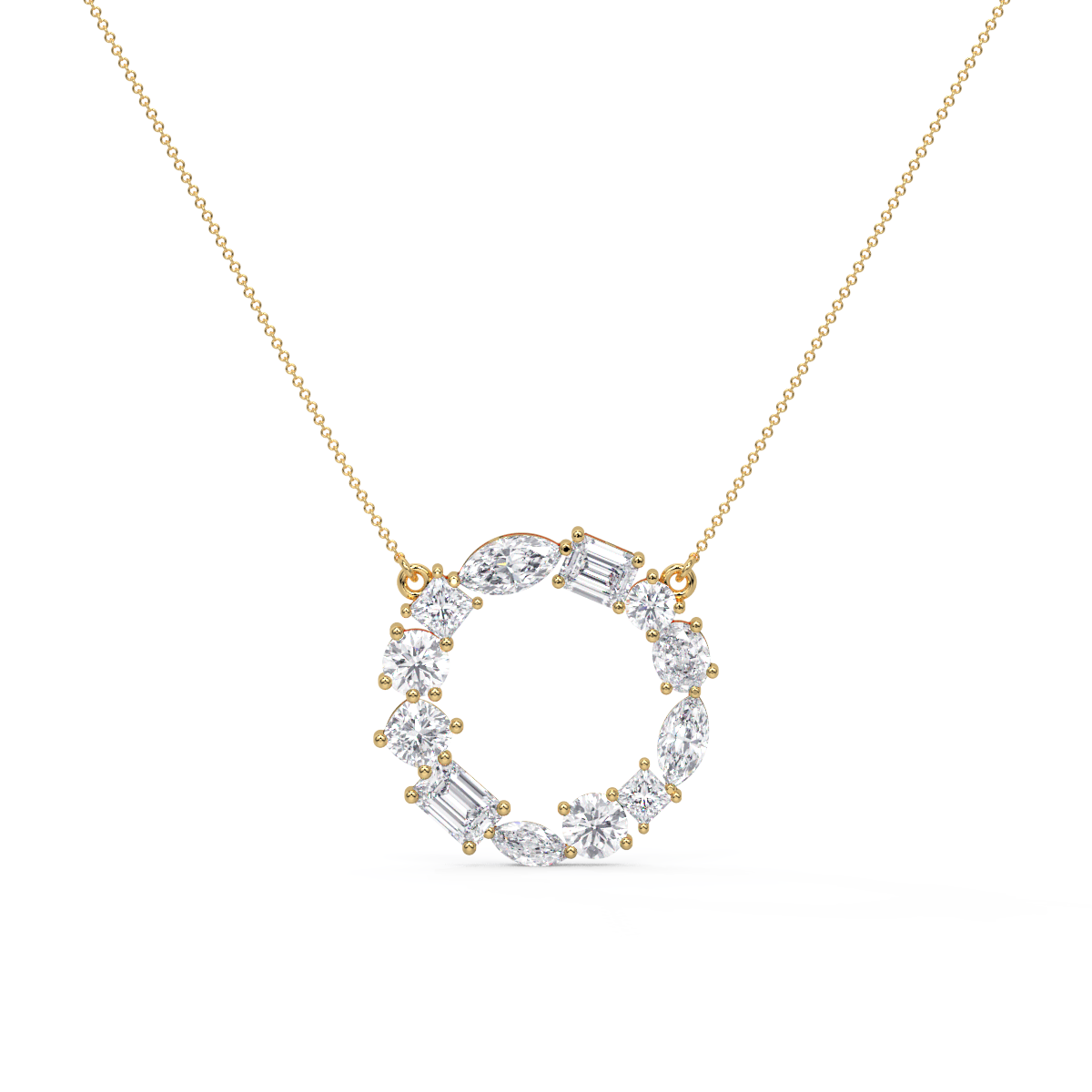 Multi Shape Diamond Circle Pendant